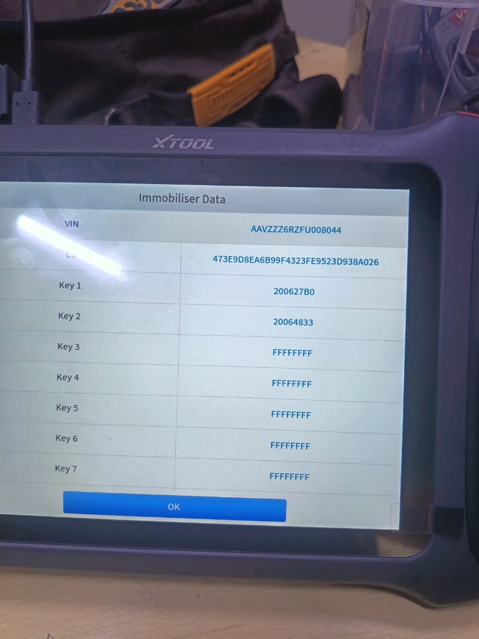 Immobiliser data read